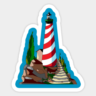 Nautical Red and White Lighthouse Sticker